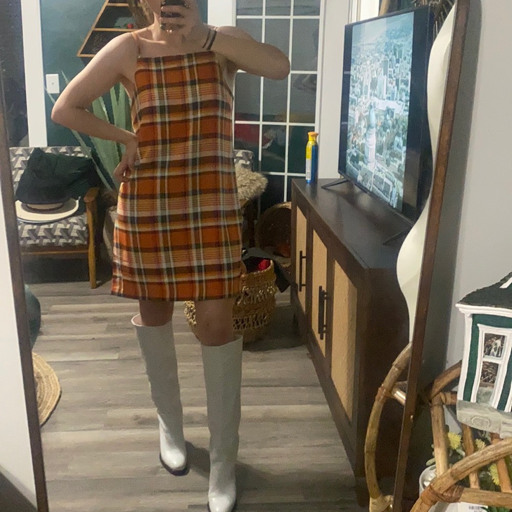 Monki check print mini cami dress